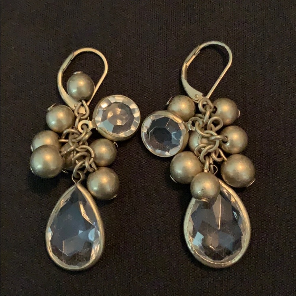 Dangly Gold Metal Crystal-like Earrings